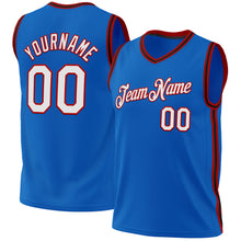 Load image into Gallery viewer, Custom Blue Red-Black Authentic Throwback Basketball Jersey