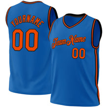 Load image into Gallery viewer, Custom Blue Orange-Black Authentic Throwback Basketball Jersey