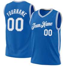 Load image into Gallery viewer, Custom Blue White-Light Blue Authentic Throwback Basketball Jersey