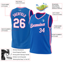 Load image into Gallery viewer, Custom Blue White-Pink Authentic Throwback Basketball Jersey
