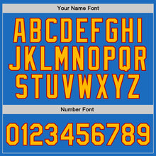 Load image into Gallery viewer, Custom Blue Gold-Red Authentic Throwback Basketball Jersey