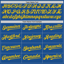 Load image into Gallery viewer, Custom Blue Yellow Mesh Authentic Throwback Baseball Jersey