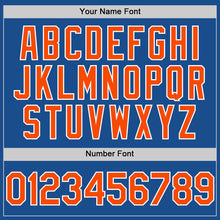Load image into Gallery viewer, Custom Blue Orange-White Mesh Authentic Throwback Baseball Jersey
