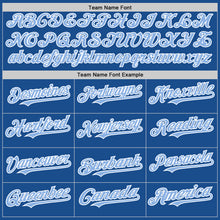 Load image into Gallery viewer, Custom Blue Light Blue-White Mesh Authentic Throwback Baseball Jersey