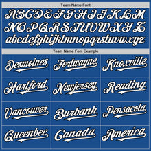 Load image into Gallery viewer, Custom Blue White-Black Mesh Authentic Throwback Baseball Jersey