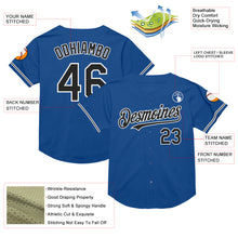 Load image into Gallery viewer, Custom Blue Black-White Mesh Authentic Throwback Baseball Jersey