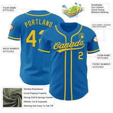 Load image into Gallery viewer, Custom Blue Yellow Authentic Baseball Jersey