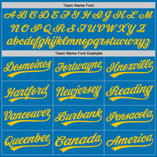 Load image into Gallery viewer, Custom Blue Yellow Authentic Baseball Jersey