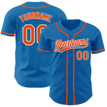 Load image into Gallery viewer, Custom Blue Orange-White Authentic Baseball Jersey