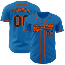 Load image into Gallery viewer, Custom Blue Black-Orange Authentic Baseball Jersey