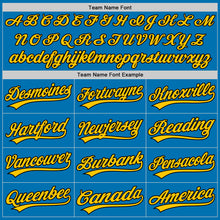 Load image into Gallery viewer, Custom Blue Black-Yellow Authentic Baseball Jersey