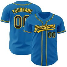 Load image into Gallery viewer, Custom Blue Black-Yellow Authentic Baseball Jersey