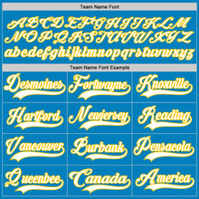 Load image into Gallery viewer, Custom Blue White-Yellow Hockey Lace Neck Jersey