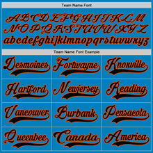 Load image into Gallery viewer, Custom Blue Black-Orange Hockey Lace Neck Jersey