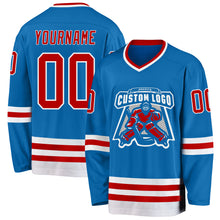 Load image into Gallery viewer, Custom Blue Red-White Hockey Jersey