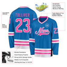 Load image into Gallery viewer, Custom Blue Pink-White Hockey Jersey