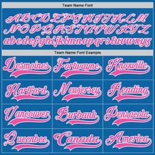 Load image into Gallery viewer, Custom Blue Pink-White Hockey Jersey