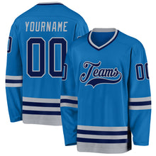 Load image into Gallery viewer, Custom Blue Navy-Gray Hockey Jersey