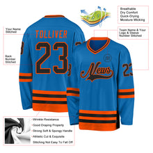 Load image into Gallery viewer, Custom Blue Black-Orange Hockey Jersey