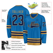 Load image into Gallery viewer, Custom Blue Navy-Old Gold Hockey Jersey