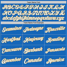 Load image into Gallery viewer, Custom Blue White-Old Gold Authentic Throwback Basketball Jersey