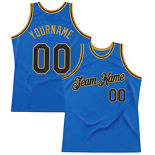 Load image into Gallery viewer, Custom Blue Black-Old Gold Authentic Throwback Basketball Jersey