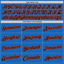 Load image into Gallery viewer, Custom Blue Black-Orange Authentic Throwback Basketball Jersey