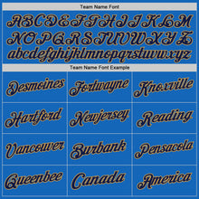 Load image into Gallery viewer, Custom Blue Navy-Old Gold Authentic Throwback Basketball Jersey