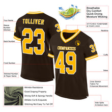 Load image into Gallery viewer, Custom Brown Gold-White Mesh Authentic Throwback Football Jersey