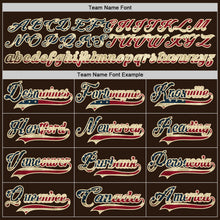 Load image into Gallery viewer, Custom Brown Vintage USA Flag Cream-Red Hockey Lace Neck Jersey