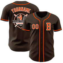 Load image into Gallery viewer, Custom Brown Orange-White Authentic Baseball Jersey