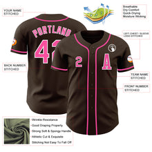 Load image into Gallery viewer, Custom Brown Pink-White Authentic Baseball Jersey