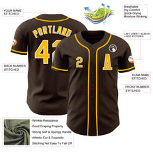 Load image into Gallery viewer, Custom Brown Gold-White Authentic Baseball Jersey