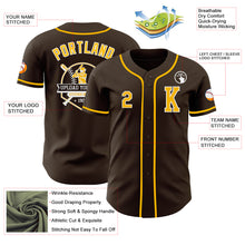 Load image into Gallery viewer, Custom Brown Gold-White Authentic Baseball Jersey