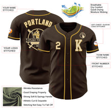 Load image into Gallery viewer, Custom Brown Cream-Old Gold Authentic Baseball Jersey