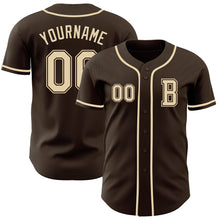 Load image into Gallery viewer, Custom Brown Cream Authentic Baseball Jersey
