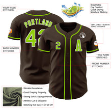 Load image into Gallery viewer, Custom Brown Neon Green-White Authentic Baseball Jersey
