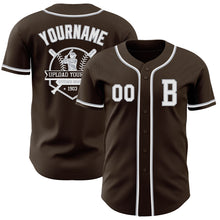 Load image into Gallery viewer, Custom Brown White-Gray Authentic Baseball Jersey