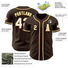 Load image into Gallery viewer, Custom Brown White-Gold Authentic Baseball Jersey
