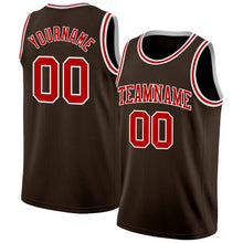 Load image into Gallery viewer, Custom Brown Red-White Authentic Basketball Jersey