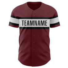 Load image into Gallery viewer, Custom Burgundy White-Black Authentic Baseball Jersey