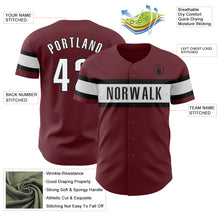 Load image into Gallery viewer, Custom Burgundy White-Black Authentic Baseball Jersey