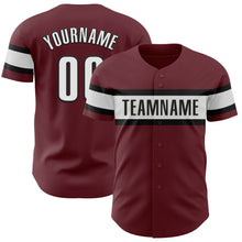 Load image into Gallery viewer, Custom Burgundy White-Black Authentic Baseball Jersey