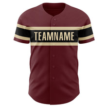 Load image into Gallery viewer, Custom Burgundy Black-City Cream Authentic Baseball Jersey