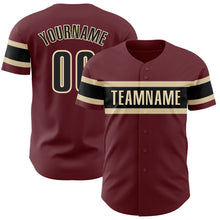 Load image into Gallery viewer, Custom Burgundy Black-City Cream Authentic Baseball Jersey