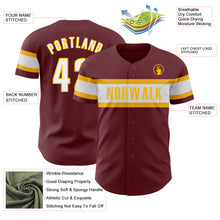 Load image into Gallery viewer, Custom Burgundy White-Gold Authentic Baseball Jersey