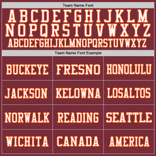 Load image into Gallery viewer, Custom Burgundy White-Orange Mesh Authentic Throwback Football Jersey