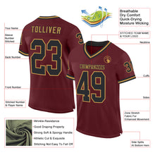 Load image into Gallery viewer, Custom Burgundy Black-Old Gold Mesh Authentic Throwback Football Jersey