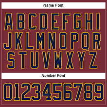 Load image into Gallery viewer, Custom Burgundy Navy-Gold Hockey Lace Neck Jersey