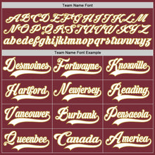 Load image into Gallery viewer, Custom Burgundy White-Old Gold Hockey Lace Neck Jersey